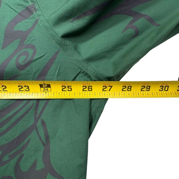 NWT Y2K 90s Coofandy Tribal Big Bold Graphic Button Flip Cuff Shirt Green 2XL - Picture 14 of 16